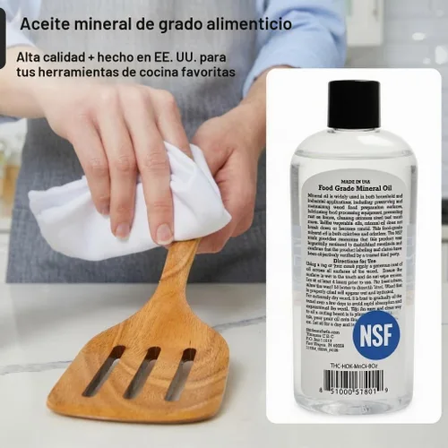 Vista 4 de Thirteen Chefs Aceite mineral – Acondicionador de grado alimenticio de 8 onzas para tabla de cortar madera, encimera y bloque de carnicero