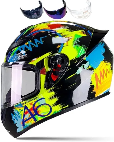 Vista 16 de HTLNUZD - Casco de motocicleta de cara completa, compatible con Pinlock, viseras transparentes y tintadas, modelo aprobado por DOT, casco de moto