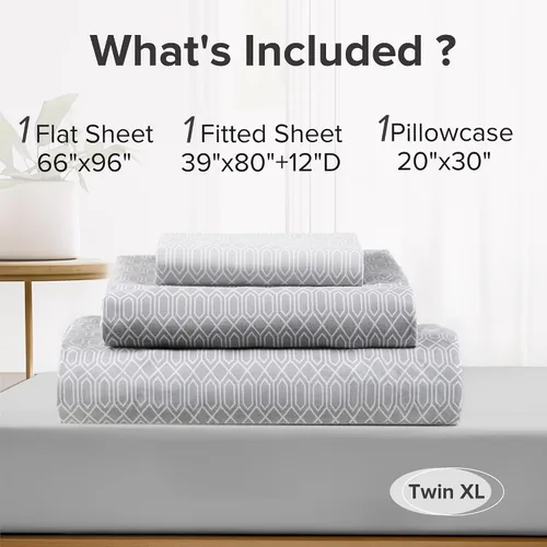 Vista 7 de Comfort Spaces Juego de sábanas 100% algodón transpirable, ligero, suave, con bolsillo elástico de 12 pulgadas que se adapta a colchones de hasta 14