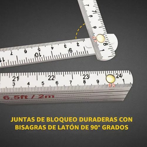 Vista 6 de Regla plegable de carpintero de Perfect Measuring Tape Co. FR-72, construcción ligera de compuesto (regla plegable de yarda) con fracciones