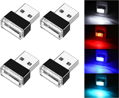 Vista 22 de Ziciner 6 PCS Lámpara de Ambiente Interior de Coche LED USB, Mini Luz Nocturna LED Portátil, Kit de Iluminación Ambiental de Maletero con Interfaz