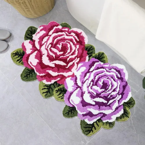 Vista 39 de USTIDE Tapete de baño de rosa esponjoso de 23.6 x 35.4 pulgadas, tapete de baño antideslizante para baño, cocina, sala de estar o dormitorio