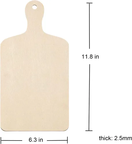 Vista 2 de Paquete de 5 tablas de cortar de madera sin terminar de 11.8 pulgadas de largo x 6.3 pulgadas de ancho, 0.098 in de madera de paleta de queso tabla