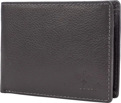 Vista 4 de FINELAER Cartera plegable de cuero para tarjetas de crédito para hombres Gris Moderno