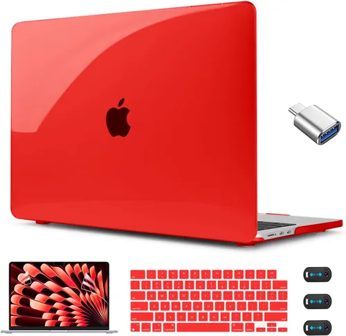 Vista 35 de CISSOOK para MacBook Air 13.6 M4 M3 M2 Funda 2025 2024 2022 Release, Carcasa Rígida de Plástico y Cubierta de Teclado y Adaptador USB para MacBook