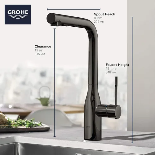 Vista 5 de Llave de baño de gran pico, 1 manija Essence en níquel cepillado InfinityFinish, 30271000