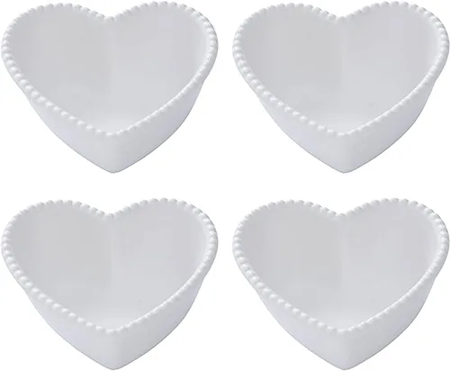 Vista 6 de CHOOLD - Cuenco de cerámica con forma de corazón para pudín horneado, cuenco para postre, cuenco para horno, ramekin para ramekin (rosa/blanco)