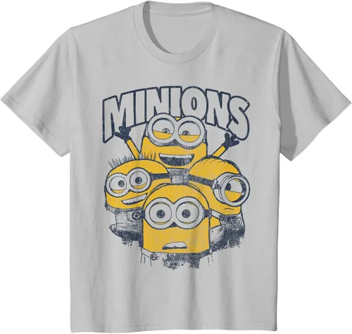 Vista 24 de Despicable Me Minions Vintage Group Graphic Camiseta Gris Oscuro