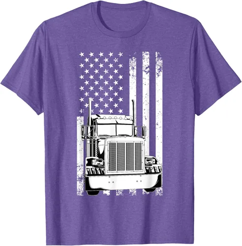 Vista 6 de Camión conductor bandera americana camionero vintage hombres mujeres regalo camiseta