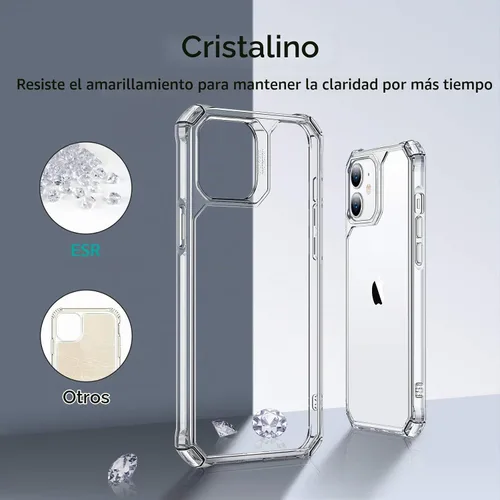 Vista 5 de ESR Funda para iPhone 12/iPhone 12 Pro, protección de grado militar, esquinas de protección de aire a prueba de golpes, parte trasera resistente al