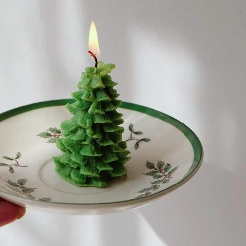 Vista 6 de Molde de vela de silicona para árbol de Navidad 3D para hacer velas, moldes de jabón de silicona de pino de Navidad, decoración de tartas
