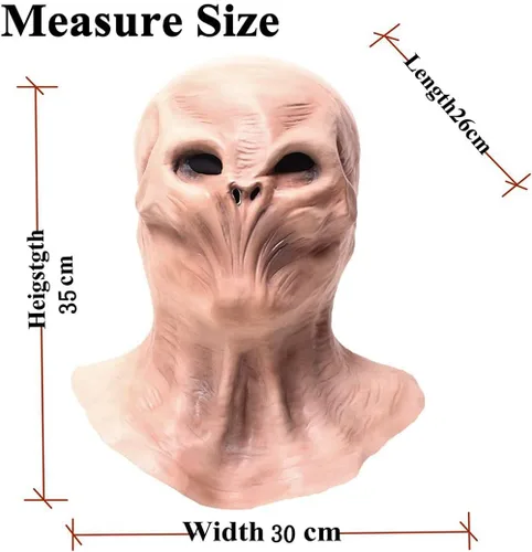 Vista 4 de Máscara de cabeza de alienígena para adultos y niños, disfraz de Halloween, máscara realista de alienígena, de látex, máscara de cabeza completa