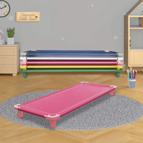 Vista 3 de Acrimet Cuna para niños pequeños, viajes, guardería, 52 x 21 pulgadas, rosa, paquete de 1 Diseño portátil y apilable