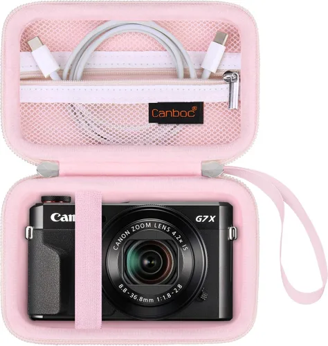 Vista 9 de Canboc Funda rígida para cámara digital Canon PowerShot G7X Mark III Mark II, PowerShot SX740 SX730, bolsa de malla para batería, cable USB, negro