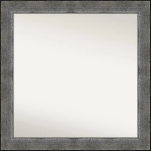 Vista 210 de Amanti Art Espejo de baño plateado para sobre el fregadero, 24 x 24 pulgadas, espejo cuadrado de peltre forjado a medida, marco de madera casual