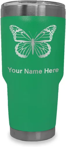 Vista 20 de LaserGram Vaso aislado al vacío de 20 onzas, mariposa monarca, grabado personalizado incluido (negro)