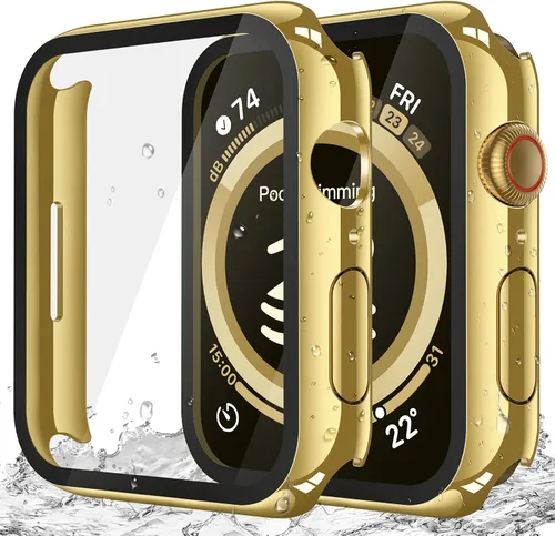 Vista 10 de Misxi Paquete de 2 fundas impermeables con botón diseñadas para Apple Watch Series 3 Series 2 de 38mm, funda rígida de policarbonato anticaídas