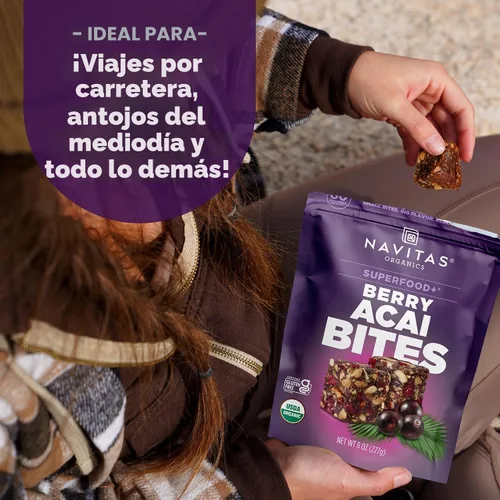 Vista 4 de Navitas Organics Berry Acai Superfood+ BITES – Power Snacks – Todo natural a base de plantas – Energía limpia y nutrición – USDA orgánico, sin OMG