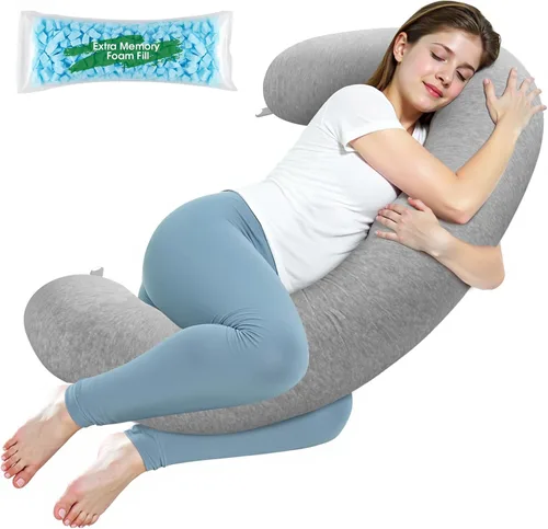 Vista 9 de SweetSlubr Almohada corporal, almohada de embarazo de espuma viscoelástica 35.4 x 9.8 pulgadas