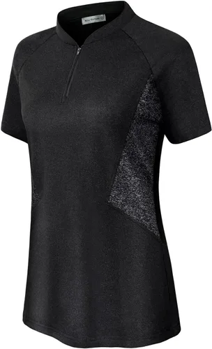 Vista 3 de Miss Fortune Women's Running Tops Zip Up Collarless Tennis Golf Shirts Yoga Gym Workout Tops Shirts Quick Dry