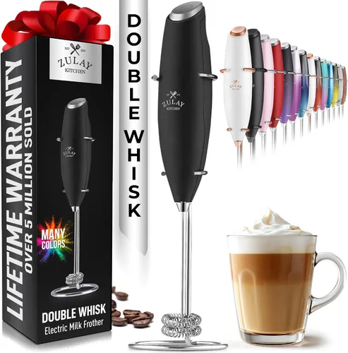 Vista 368 de Zulay Milk Boss Espumador de leche potente manual, hace espuma para latte, batidor para mezclar bebidas, café, miniespumador para capuchino, frappé