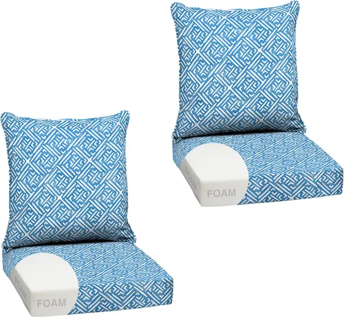 Vista 25 de Arden - Juego de cojines de asiento profundo para exteriores, espuma, 24x24, azulejos Alana