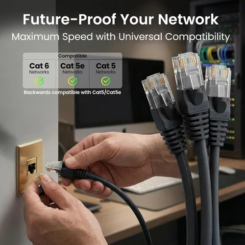 Vista 9 de GEARit Paquete de 100 cables Ethernet Cat6 de 0.5 pies Cable de conexión de red RJ45, conectores chapados en oro sin enganches de 10 Gbps, cable