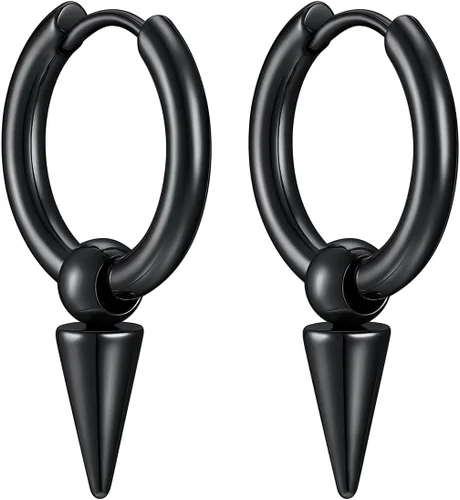 Vista 13 de Richsteel Dangle Earrings for Men,Stainless Steel Silver/Black/Gold plated Pendientes colgantes de oro B3