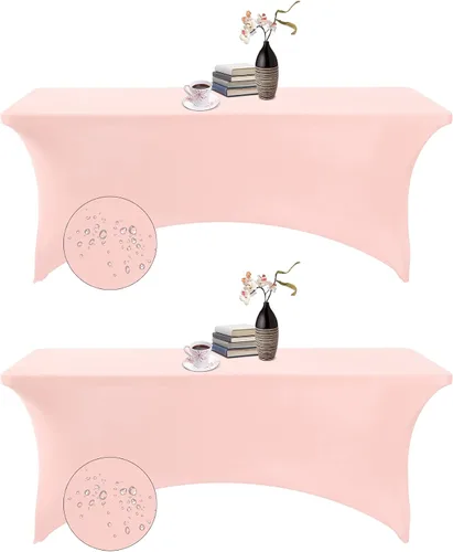 Vista 26 de Paquete de 2 fundas de mesa de elastano impermeables para mesas rectangulares, 6 pies, negras, elásticas, resistentes a manchas, para todas