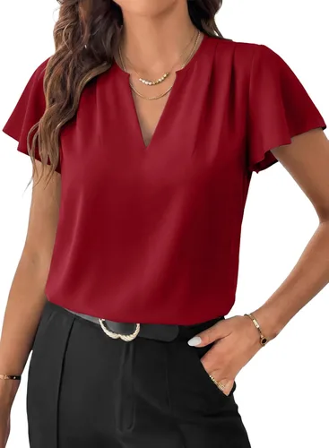 Vista 24 de EVALESS Blusas casuales de negocios para mujer, blusas de manga con vuelo