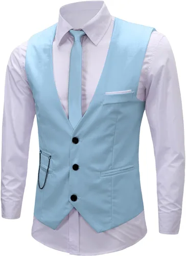 Vista 7 de Vestido formal para hombre, de negocios, ajustado, sin mangas, chaqueta de traje, chaleco chaleco Negro