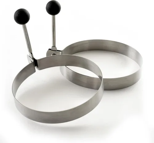 Vista 4 de Norpro Anillos redondos de acero inoxidable para huevo/panqueque, 3.75 pulgadas, plata
