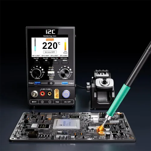 Vista 4 de I2C P30S Estación de soldadura 2 en 1 Estación de soldadura de pistola de aire caliente, soldador eléctrico, funciones de aire caliente, pantalla