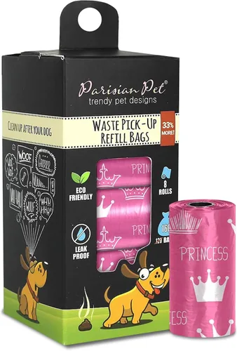 Vista 36 de Parisian Pet Bolsas ecológicas para excrementos de perro, 8 rollos, 20 bolsas por rollo, sin perfume, a prueba de fugas, perfectas para limpiar Casa