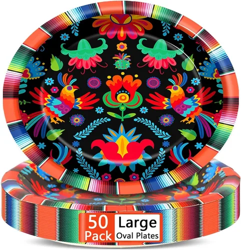 Vista 28 de Qyeahkj 50 piezas de platos de papel ovalados de surf de verano grandes de 11" para decoración de fiesta temática de playa desechable suministros