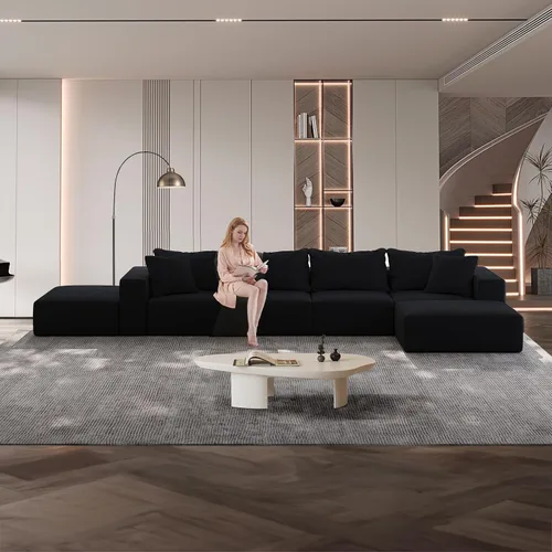 Vista 8 de Sofá modular en forma de L de 170 pulgadas, sofá de chenilla Cloud con 6 almohadas, sofá personalizable sin montaje para sala de estar y dormitorio