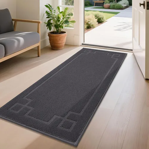 Vista 12 de BEQHAUSE - Tapete para puerta de 20 x 32 pulgadas, antideslizante, lavable para interiores, color beige