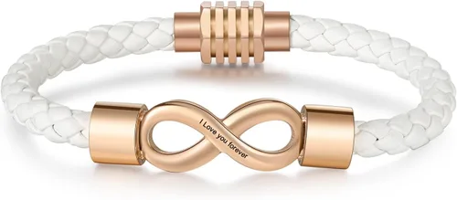 Vista 12 de Pulseras personalizadas a juego para parejas, pulseras de infinito con nombre grabado personalizado para hombres y mujeres, regalos del día de San