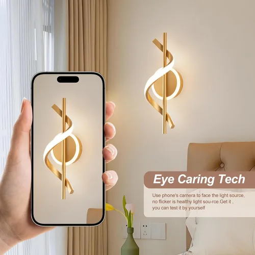 Vista 5 de EIDISUNY Apliques LED de pared para interiores, luces LED de montaje en pared de 12 W, lámpara de pared moderna en espiral, lámpara de pared de 3000