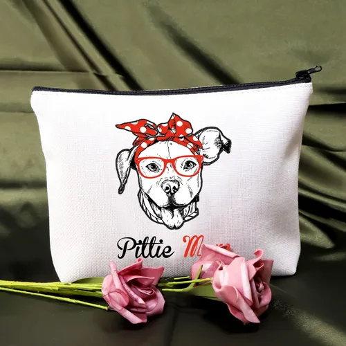 Vista 5 de BDPWSS Pittie Mom Gift Pitbull Dog Lovers Bolsa de maquillaje Pitbull Mama Regalo del Día de la Madre Crazy Dog Lady Bolsa de Cosméticos para Amigo