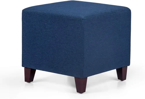 Vista 4 de Adeco Simple British Style Cube Reposapiés otomano banco reposapiés, 16x16x16, azul