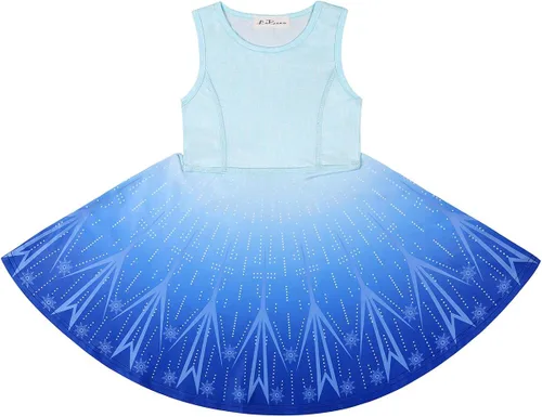 Vista 3 de LaBeca - Vestido sin mangas o de manga larga para niñas vestidos casuales con diseño de unicornio o sirena para niñas pequeñas o grandes
