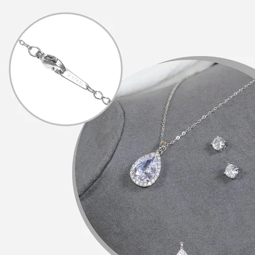 Vista 4 de AIETUE Wedding Jewelry Set Women's Silver Jewelry Necklace Earring Set,BirthdayAnniversary Mothers Day Jewelry Gifts for MomWifeSisterBest Friend