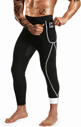 Vista 6 de Pantalones deportivos de sauna para hombre, pantalones de compresión, leggings atléticos, traje de sauna para entrenamiento