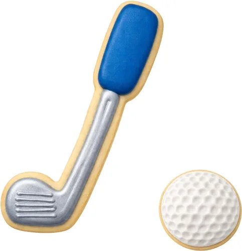 Vista 2 de Juego de 2 cortadores de galletas Hole In One – Club de golf, cortadores de galletas de bola redonda hechos a mano en los Estados Unidos de acero