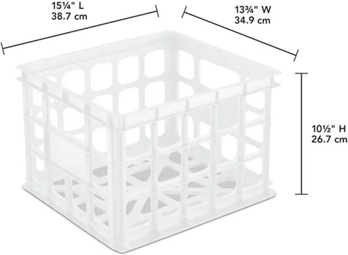 Vista 2 de Sterilite Caja de almacenamiento, cesta abierta de plástico apilable con asas, organiza el hogar, garaje, oficina, escuela, blanco, paquete de 6