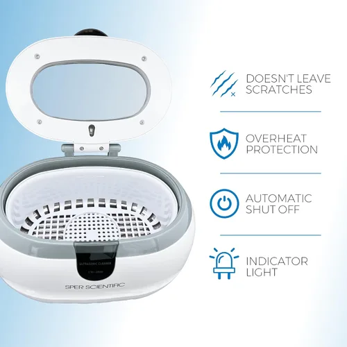 Vista 3 de Limpiador ultrasónico, limpiador de acero inoxidable para joyas, retenedor, plata esterlina, limpiador ultrasónico de joyas, capacidad de 20 onzas