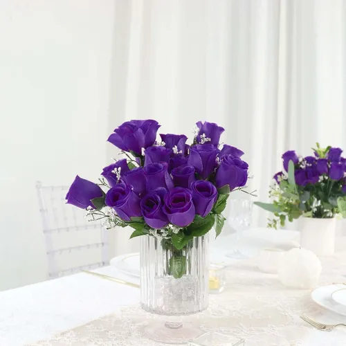 Vista 14 de Efavormart 12 arbustos Ramos de capullos de rosas artificiales de seda de primera calidad