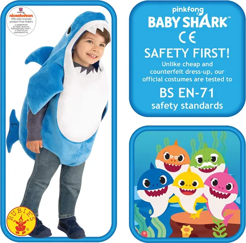 Vista 2 de Rubies Disfraz de tiburón de papá para niños con chip de sonido Multi