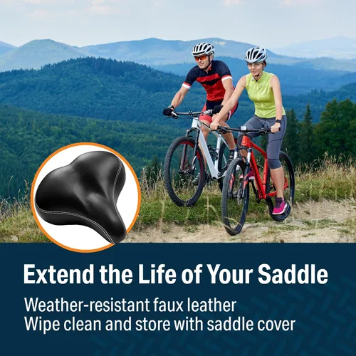 Vista 8 de Bikeroo Extra Wide Replacement Saddle - Fits Indoor & Outdoor Bicycles - Steel Spring & Elastomer Suspension - Center Cutout - Memory Foam